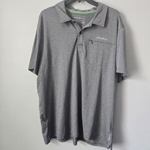 Eddie Bauer Travex Performance Polo Shirt Mens XL Grey Chest Pocket